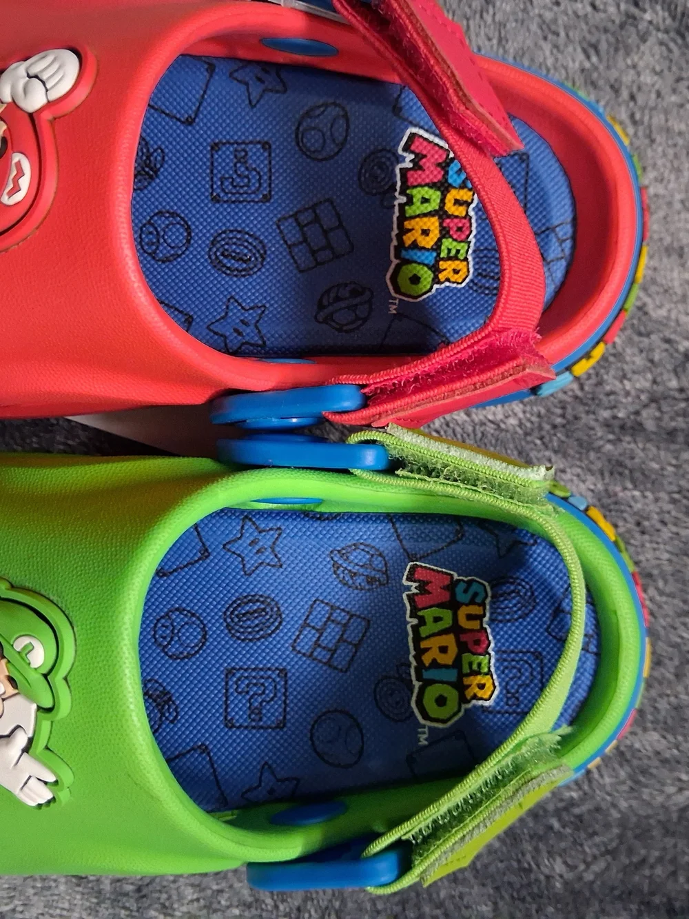 NWT Ground Up Super Mario Mario Luigi Slide Sandals Red/Green Kids Size:5/6